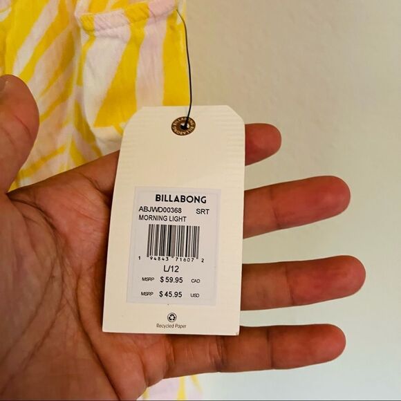 Billabong women's Yellow/White Morning Light Halter Top Size Large NWT - Picture 5 of 9